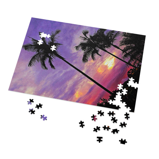 Palm Purple Sunset Jigsaw Puzzle