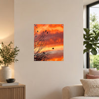 Ember & Lace — 40 × 50 cm acrylic wall mock-up; simulated reflections