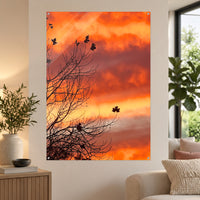 Ember & Lace — 70 × 100 cm acrylic wall mock-up; simulated reflections