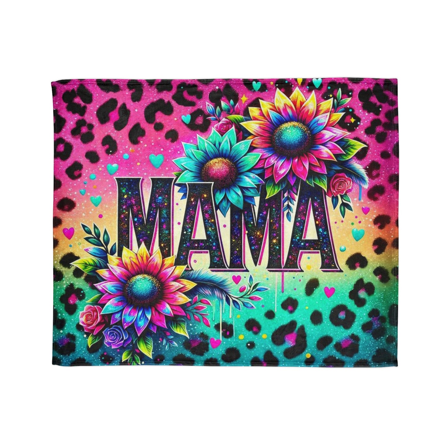 Soft Polyester Blanket MAMA Leopard